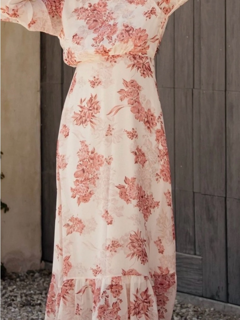 Baltic Born Pink Floral on Cream Maxi Dress